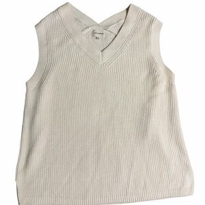 Lucky Brand White V-Neck Knit Sweater Vest